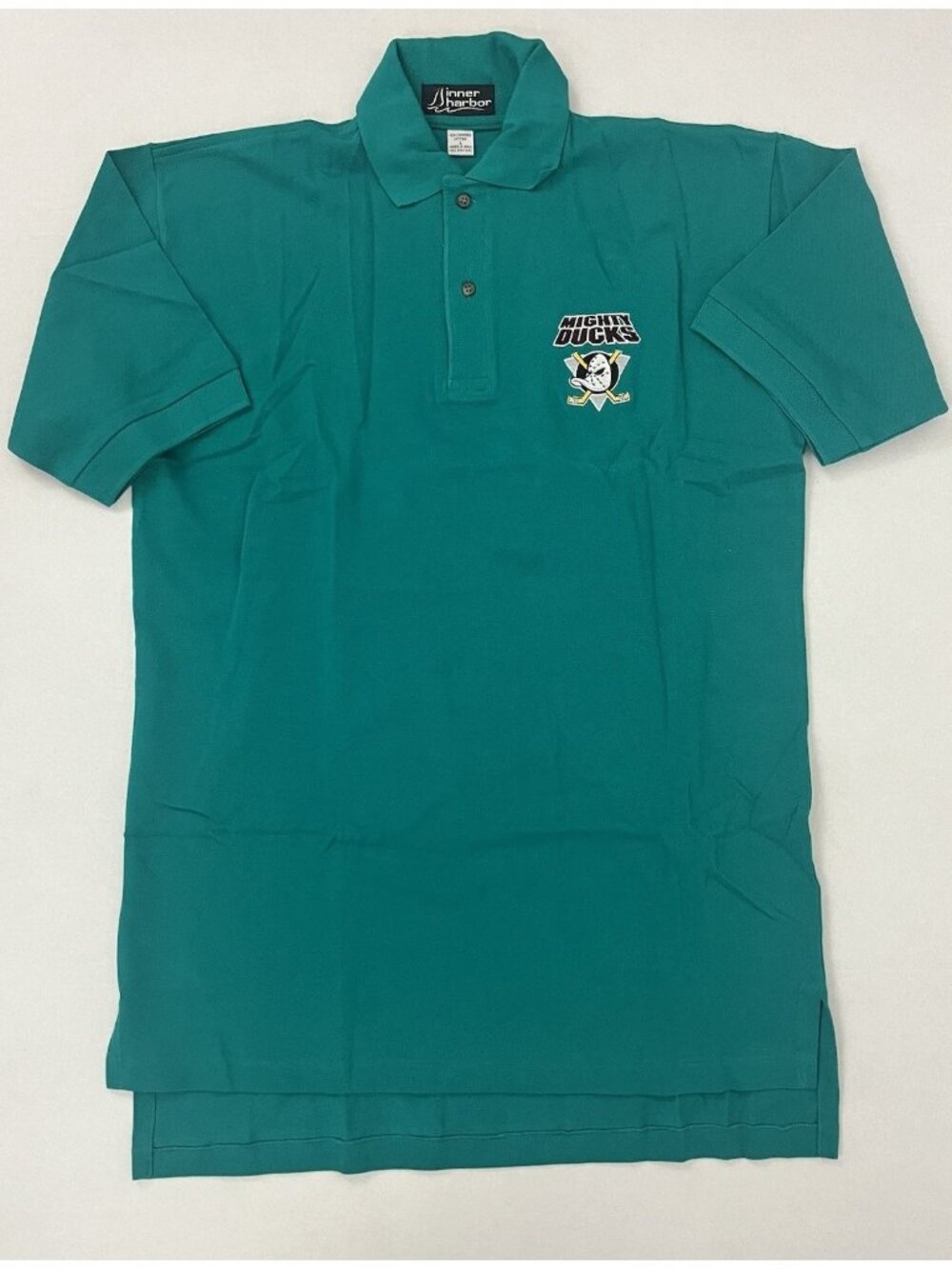 Vintage Inner Harbor NHL Men's L Anaheim Mighty Ducks Green Polo Shirt NWOT